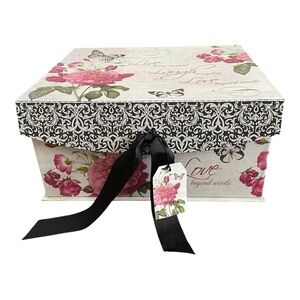 Sheffield Home Pink and Cream Floral Box, "Live, Laugh, Love".